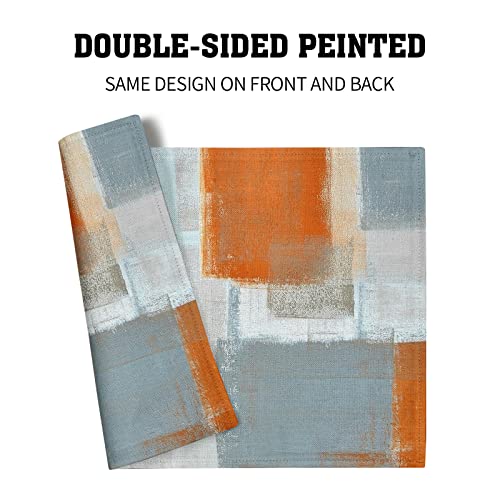Grey And Orange Placemats Set Of 4,Washable Heat Resistant Non-Slip Gray Placemats For Dining Table Coffee Kitchen Decor Modern Art Farmhouse Cloth Table Mat 12X18 Inch Burnt Dark Orange Place Mats #TOP5
