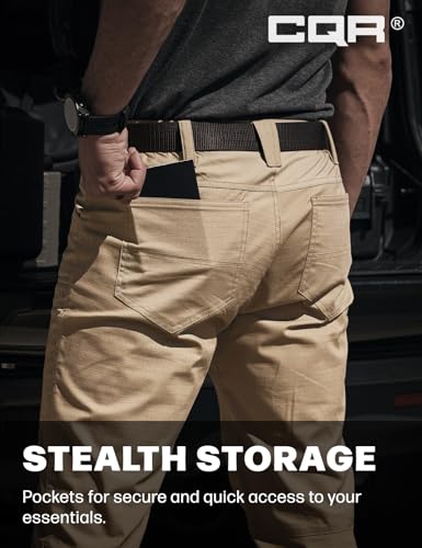 Image of CQR Men's Flex Stretch Tactical Pants, Water Resistant Ripstop Cargo Pants, Lightweight EDC Outdoor Work Hiking Pants