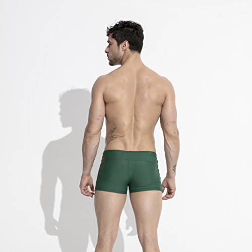 Mens Swim Trunks Nylon Swimwear Compression Swimsuit with Removable Pad4