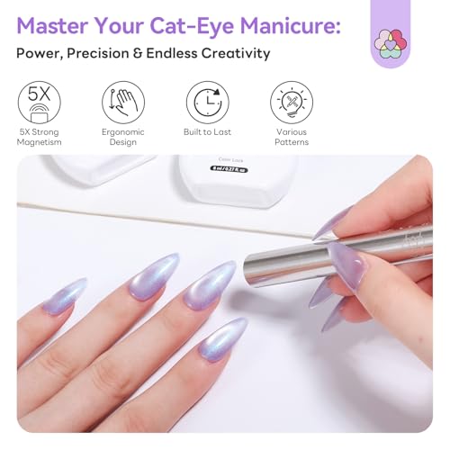 Image of SAVILAND Essentials Cat Eye Magnet for Nails: 5X Stronger Neodymium Nail Magnet Stick Ergonomic Dual-Ended Magnetic Nail Wand for Nail Art 3D Cateye Nails Magnetic Gel Polish Nail Decoration Kits