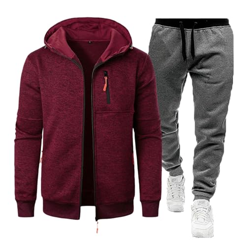 Survêtement homme ensemble de sport avec sweat manches longues et pantalon noir de jogging
