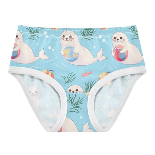 Wusikd Seal Colorful Girls' Underwear Cotton Ball Girls Briefs Soft Toddler Underwear 2T