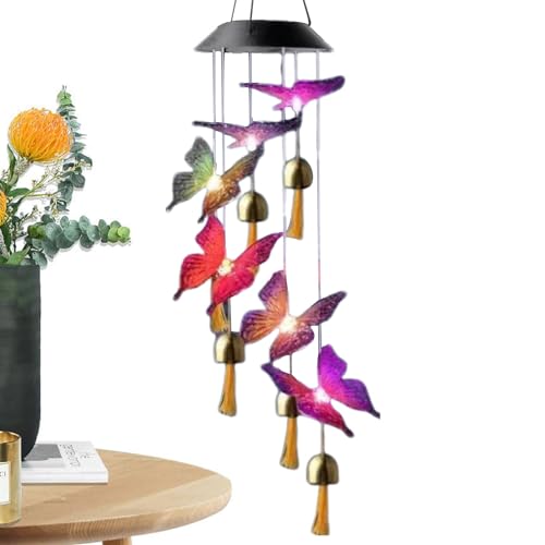 Carrilhão de vento solar externo, carrilhão de iluminado - Windchimes de decoração de jardim com mud