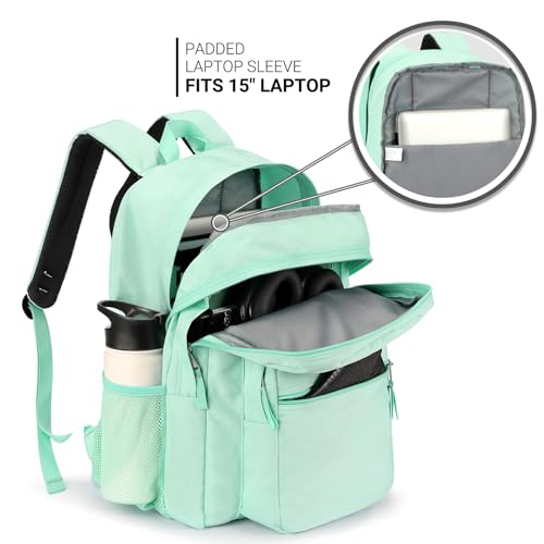Image of ZORFIN 26L Backpack for College, and Travel: Water Resistant Bookbag - Mint