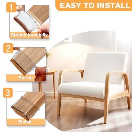 Image of 20 PCS Chair Leg Floor Protectors, Silicone Chair Leg Caps, Rectangular Covers for Hardwood, Protect Wooden Floors from Scratches and Noise Reduction-Medium(Fit:Length 28-38mm, Width 19-25mm)