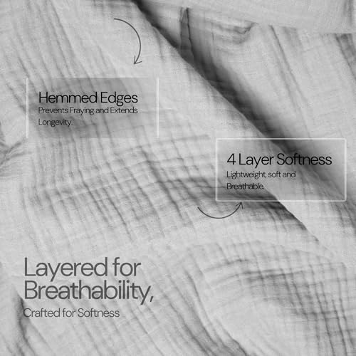 Salt Earth 100% Cotton Gauze 80"X90" Queen 4 Layered Blanket- Scottish Grey by Salt Earth - Used condition - Image 2