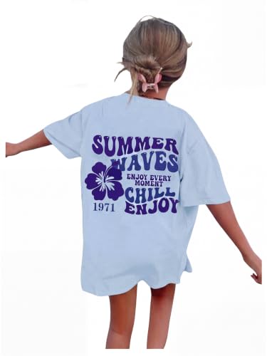 Image of SOLY HUX Girl's Short Sleeve Graphic Tees Crew Neck Beach Tops Casual Summer T-Shirts