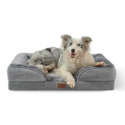 Bedsure Large Orthopedic Dog Bed, Bolster Dog Beds for Large Dogs - Foam Sofa with Removable Washable Cover, Waterproof Lining and Nonskid Bottom Couch