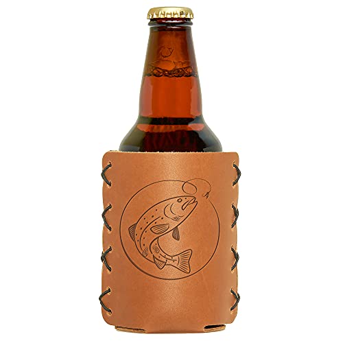 Oowee Products | Fly Fishing Leather Can Hugger/Holder | Fits 12 To 16 Ounce Cans | Genuine Leather | Great For Sodas, Beer And Seltzer #TOP1