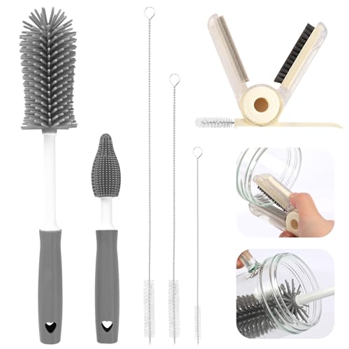 Image of Sosmar 6 Pack Water Bottle Cleaner, Stanley Cup Cleaner Brush Kit with Long Silicone Bottle Brush, 3 Size Straw Cleaner Brush, 4 in 1 Bottle Gap Cleaner for Tumbler, Sports Water Bottle