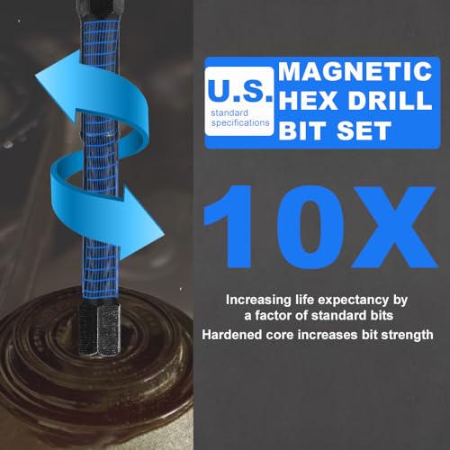 Image of 10-Piece Impact Allen Key Drill Bit Set - 4-Inch Long Hex Bit Set (SAE), Magnetic Head, S2 Alloy Steel, 1 /4'' Hex-Shank, for DIY Furniture Assembly & Car Repairs, by DCWecher