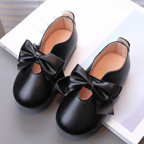 Girls Sneakers Fashionable Bow Small Leather Flat Soft Soled Dance Shoes for Kids2
