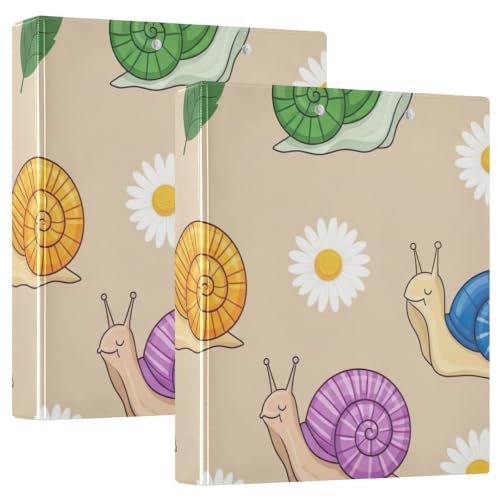 Classeur imprimé escargots beige classeur 3 anneaux avec poches pour école et bureau