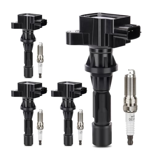 Image of UF540 Ignition Coil & 3811 Double Iridium Spark Plug For 2006-2013 Mazda 3 | Mazda 6 CX-7 MX-5 L4 Replaces# C1683 L3G218100A 5C1740 L3G2-18-100B 4PCS