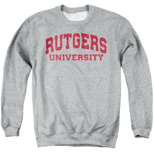 LOGOVISION Rutgers University Block University Font Unisex Adult Crewneck Sweatshirt, Athletic Heather, Medium
