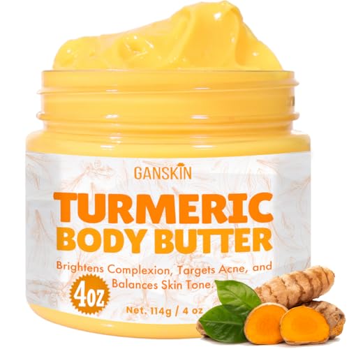 Ganskin Turmeric Face Cream All Natural Skin Brightening Lotion Turmeric Whipped Body Butter for Dark Spots Hyperpigmentation Skincare Cleanses Fights Acne Evens Tone Scars Sun Damage