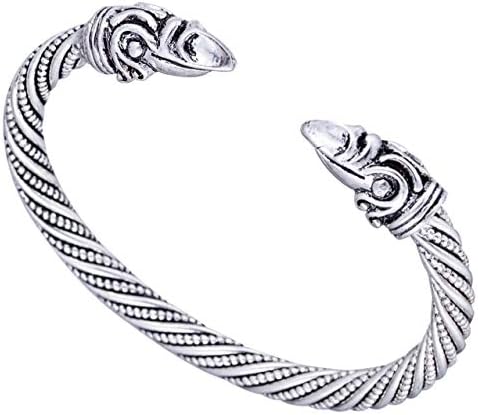 My Shape Vintage Norse Double Dragon Wolf Raven Bracelet Adjustable Animal Polished Cuff Viking Bracelet Men Wristband Cuff Bracelets