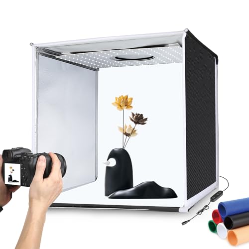 PULUZ ポータブルライトボックス 16インチ x 16インチ プロフェッショナル調光機能付き フォトボックス 高CRI 144 LEDライト付き アップグレードライトボックス 製品写真用背景6枚付き