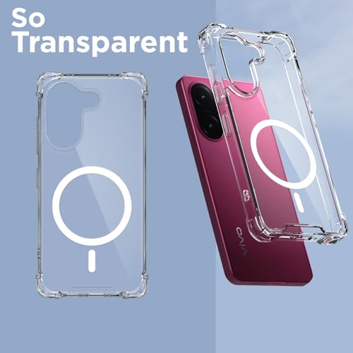 Image of Amazon Basics Back Cover for Vivo V60e 5G / Vivo V60 5G Mag-Safe Shockproof PC + TPU Protective Case Magnetic Support Bumper Case (Transparent Mag-Safe)