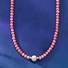 Ross-Simons 8.5-9mm Cultured Pearl and 4mm Pink Coral Bead Necklace With 18kt Gold Over Sterling. 16 inches #3