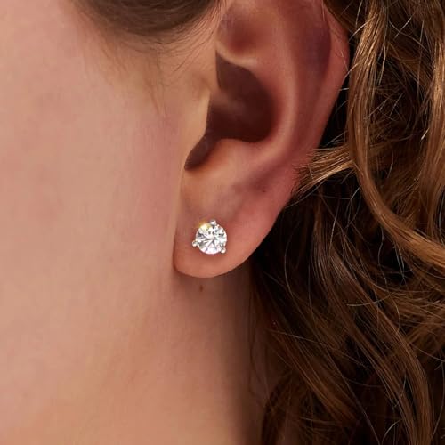 KRKC 0.6-3ct Moissanite Stud Earrings, D Color VVS1 Clarity, Lab Created Diamond Stud Earring for Women, 14K White Gold S925 Sterling Silver Earrings Friction Back for Women Men, Hypoallergenic3