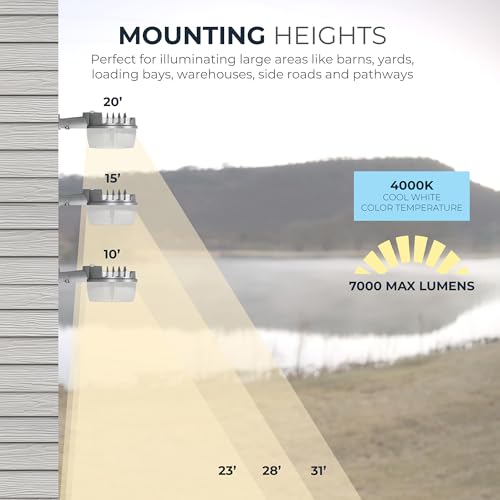 HALO ALB Outdoor Dusk-to-Dawn LED Security Area Light with 7000 Lumens, Wall or Pole Mount - Textured Gray by HALO - Image 5