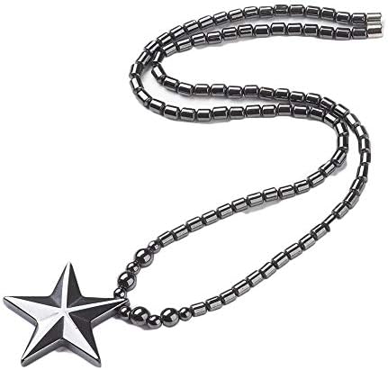 LZD Hematite Non-Magnetic Necklace Mens Womens Unisex Black Star Magnetic Clasp X75