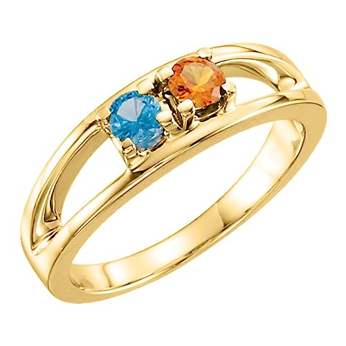 2 to 7 Birthstones Family Mother's Ring in Sterling Silver or Solid 10k Yellow Gold plus ENGRAVING2