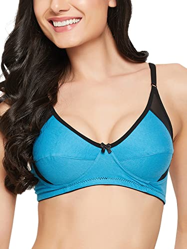 Soutien-gorge T-shirt femme coton bleu 36C lingerie invisible douce