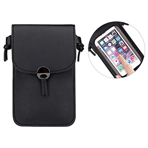 Parkomm Teléfono móvil PU Cuero Crossbody Bolsa Pantalla táctil Teléfono móvil Bolsa Hombro para iPhone Samsung Huawei