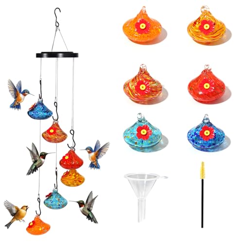 SUQ I OME Charming Wind Chimes Hummingbird feeders for Outdoors Hanging ant and bee Proof Hummingbird Feeder Gift for Women People Multicolor