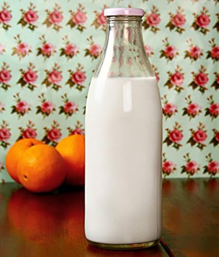 Image of Pure Source India Reusable Leak-Proof 1Litre Glass Bottle with Gold Metal Lid for Beverage & Milk Storage Container (Set of 4)
