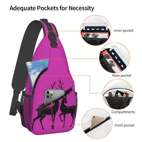 Mochila de pecho casual con estampado de ciervo miniatura 4