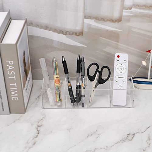 Image of Acrylic Drawer Organizer 4-Section Clear Plastic Makeup Organizer Storage Container Acrylic Cube for Vanity Makeup Brush, Beauty Accessories-10x2.5x2.3 Inch