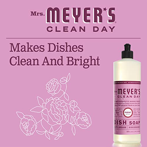 Mrs. Meyer's Liquid Dish Soap, Biodegradable Formula, Peony, 16 Fl. Oz - Pack Of 3 #TOP4