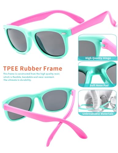 Image of Flexible Kids Sunglasses Polarized Unbreakable Toddler Sun Glasses for Baby Boys and Girls UV400 with Case, Age 2-8