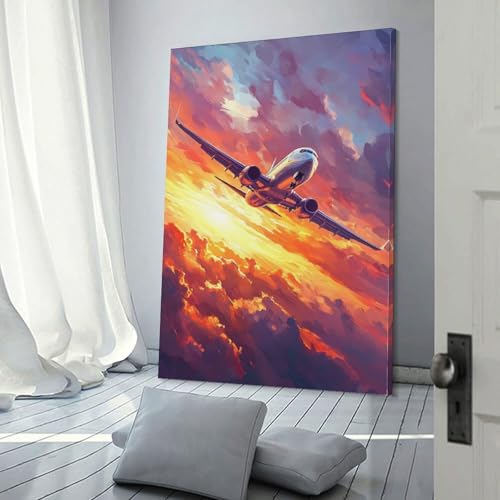 Tableau sur toile jet en flammes POLIUAWS 40x60 cm pour decoration de salon