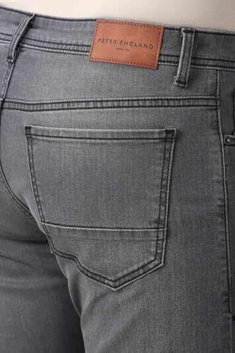 Image of Peter England Men's Slim Tapered Jeans | Heavy Wash Denim | Casual Wear | Modern Fit