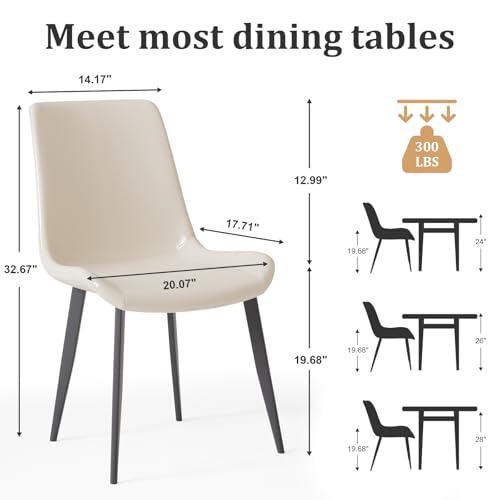 Image of Modern Dining Chairs Set of 8, PU Leather Dining Room Chairs, Upholstered Kitchen Chairs with Ergonomic Backrest & Sturdy Metal Legs, Perfect for Dining Room, Living Room, White