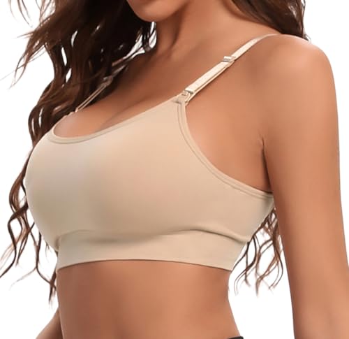 Image of Suekaphin 5Pack Seamless Nursing Bra Women Maternity Breastfeeding Pregnancy Support Full Coverage Bralette Padded Cups