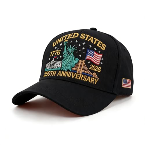 250th Anniversary USA Hat 1776-2026, Adjustable Retro Embroidered Cap for Men Women, for Patriots & Veterans