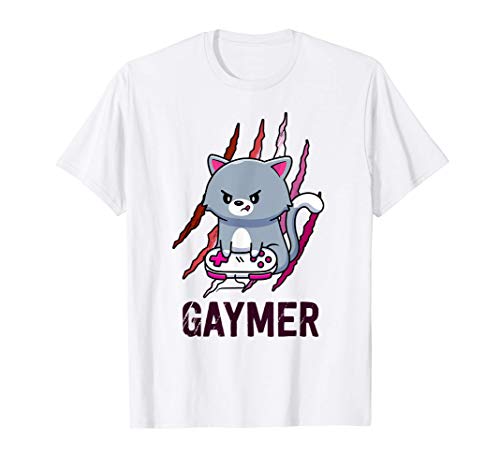 Lesbian Gaymer Geek Pride LGBT Video Game Lovers Gift Cat Camiseta