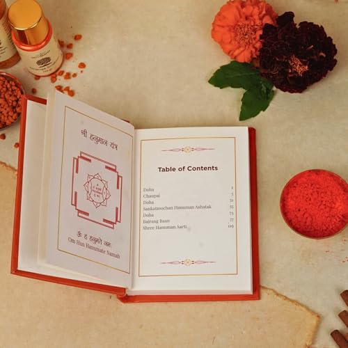 Image of ServDharm Hanuman Chalisa Pocket Size Hardbound Book in Gift Case (Hindi and English Script) with Hanuman Aarti, Sankat Mochan Hanuman Ashtak and Bajrang Baan I 132 pages
