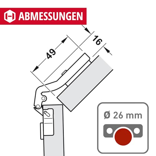 Gedotec Türscharnier Küche Topfband | 2 Stk Möbelscharnier mit Montageplatte | Metalla Mini A 95 | Topfbohrung: 26 mm | Scharniere für 45°- Winkel-Anwendungen mit Schließautomatik | Schranktür Dämpfer