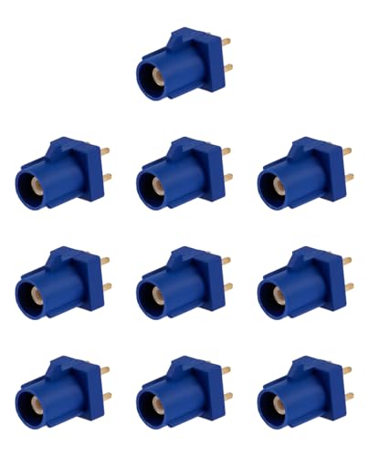 Vecys 10PCS Connecteurs Mâles Fakra C Connecteur Fakra C Mâle Bleu pour Montage sur Circuit Imprimé pour RG316 RG174 VLMR100 Câble