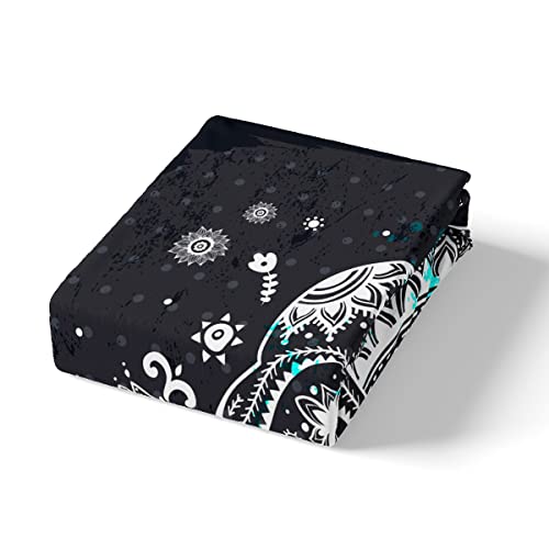 Boho Elephant Duvet Cover Set Mandala Bohemian Comforter Cover Exotic Indian Tie Dye Bedding Sets For Kids Boys Girls Turquoise White Elephant Bedspreads Cover With 2 Pillow Cases King Size #TOP3