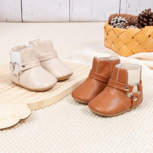 Image of Meckior Baby Girls Cowboy Tassel Boots Side Zipper Moccasins Soft Bottom Non-Slip Toddler Shoe