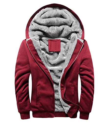 NJNJGO Jaqueta masculina de inverno com zíper de lã, casaco de moletom quente forrado com sherpa par