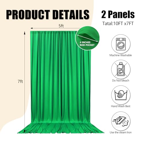 Telones Fondo Verde 10ft x 7ft, 2 Paneles de Satén miniatura 2