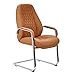 AMSTYLE Austin Caramel - Sedia per visitatori con braccioli, in vera pelle, imbottita, da ufficio